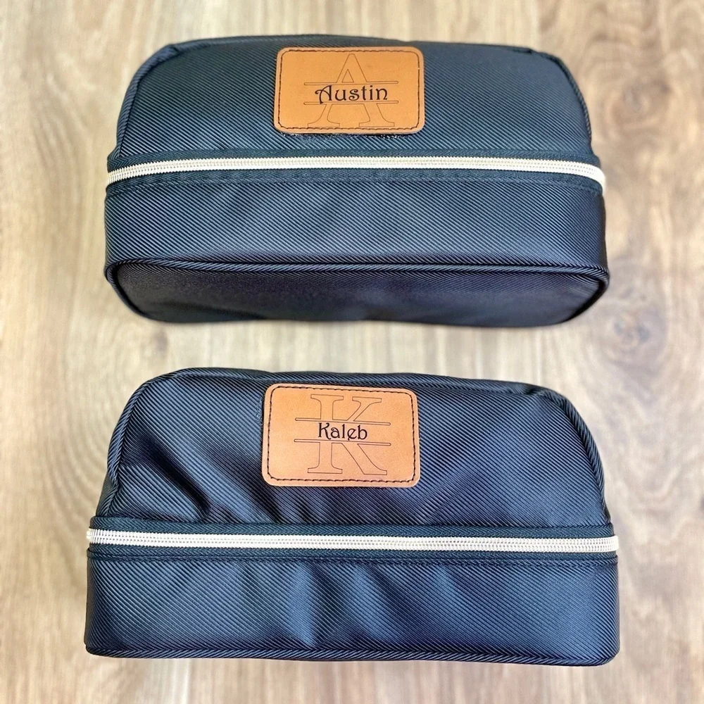 Personalized Men’s Toiletry Bag Black/Brown “KALEB”